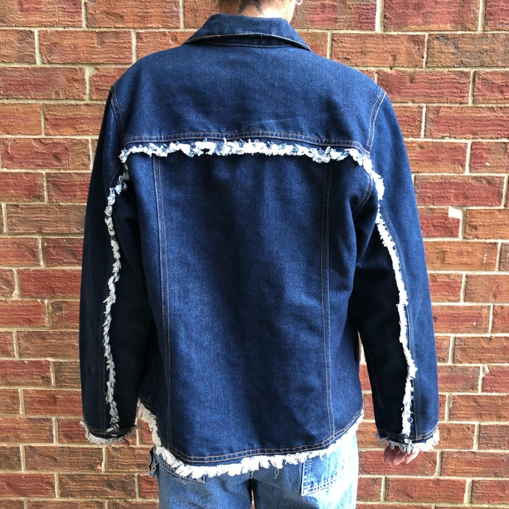 90’s/Y2k Vtg Frayed Denim Jacket - image 4